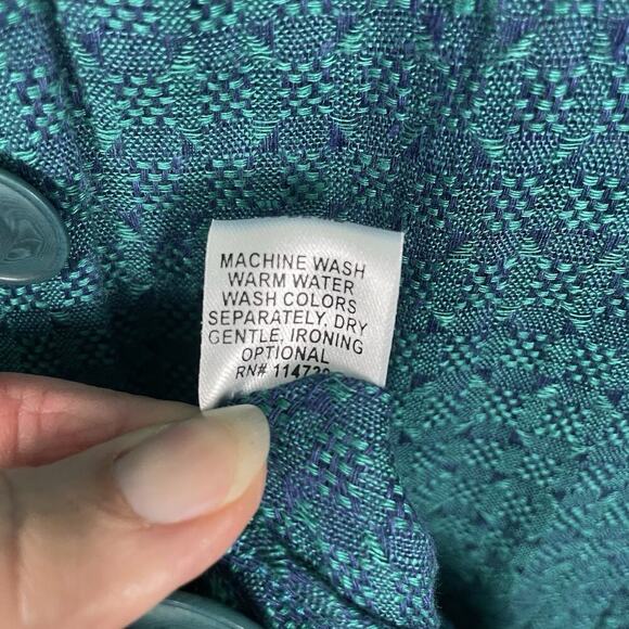 Flax 100% Linen Tunic Top Womens Size Large Teal Textured Boho Beachy Lagenlook - Picture 12 of 13